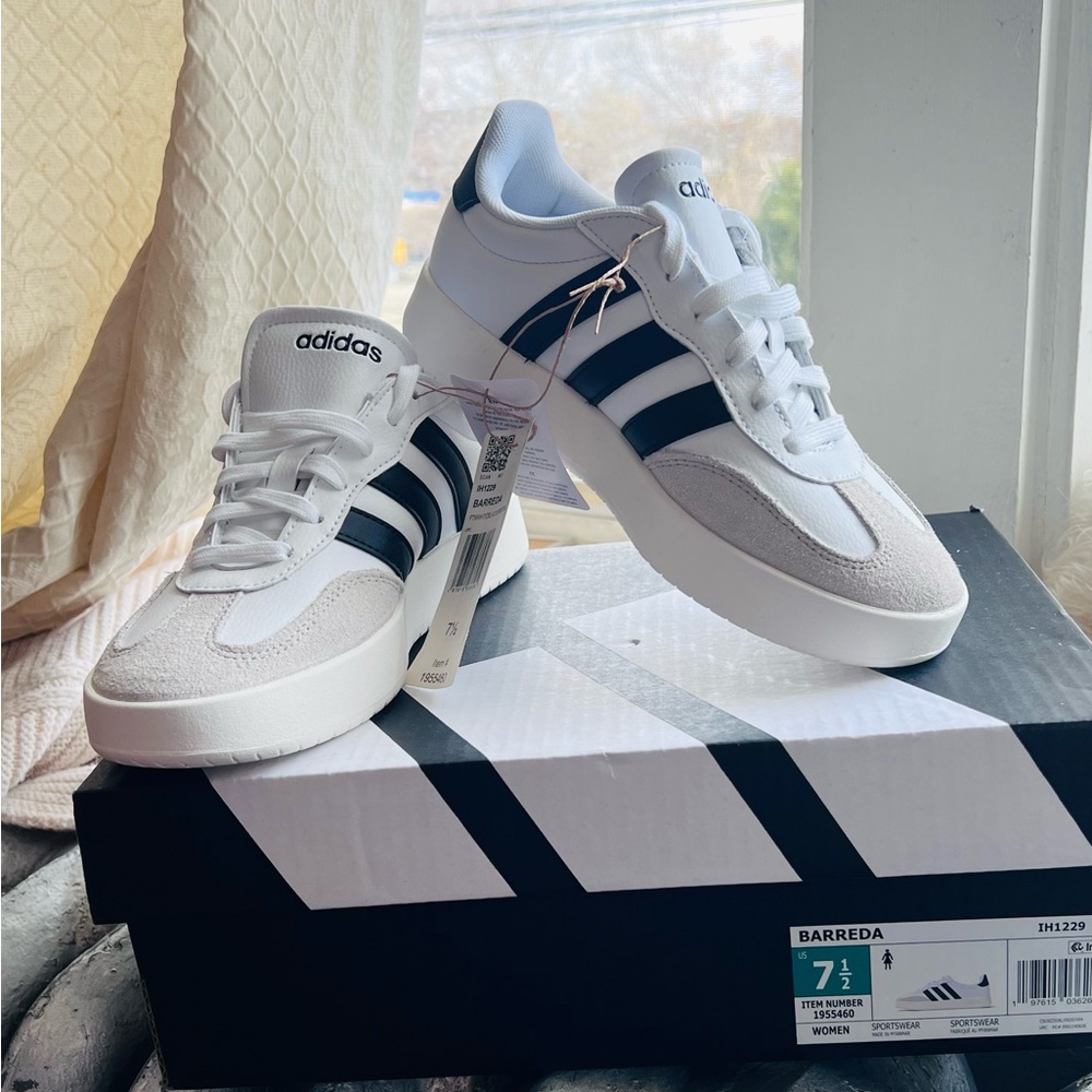 adidas White Sneakers with Black Interior Detail